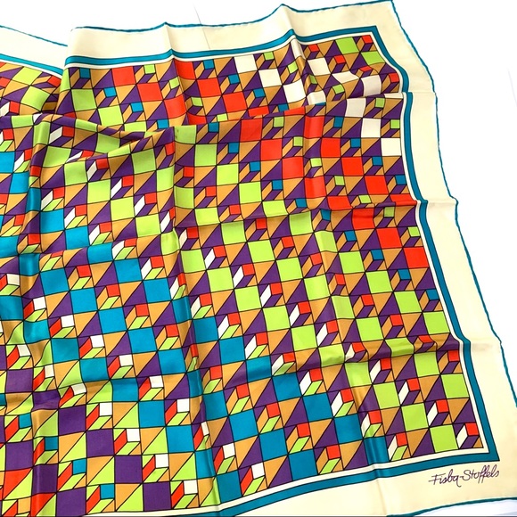 Vintage Other - 🌸🌵🌼Fisba-Stoffels | Geometric Silk Scarf